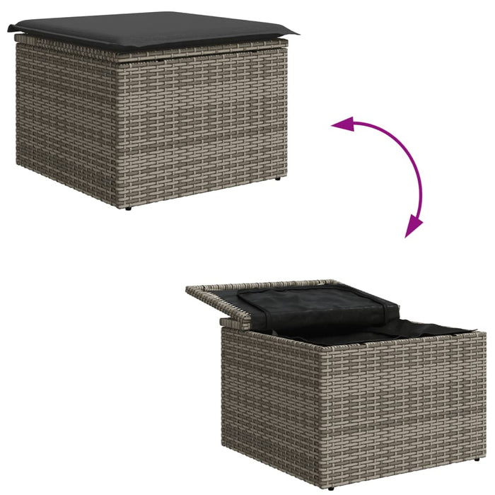 Garden Stool With Cushion Grey 55X55X37 Cm Poly Rattan Tllook