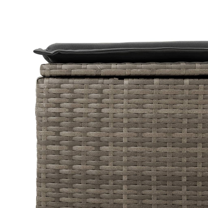 Garden Stool With Cushion Grey 55X55X37 Cm Poly Rattan Tllook