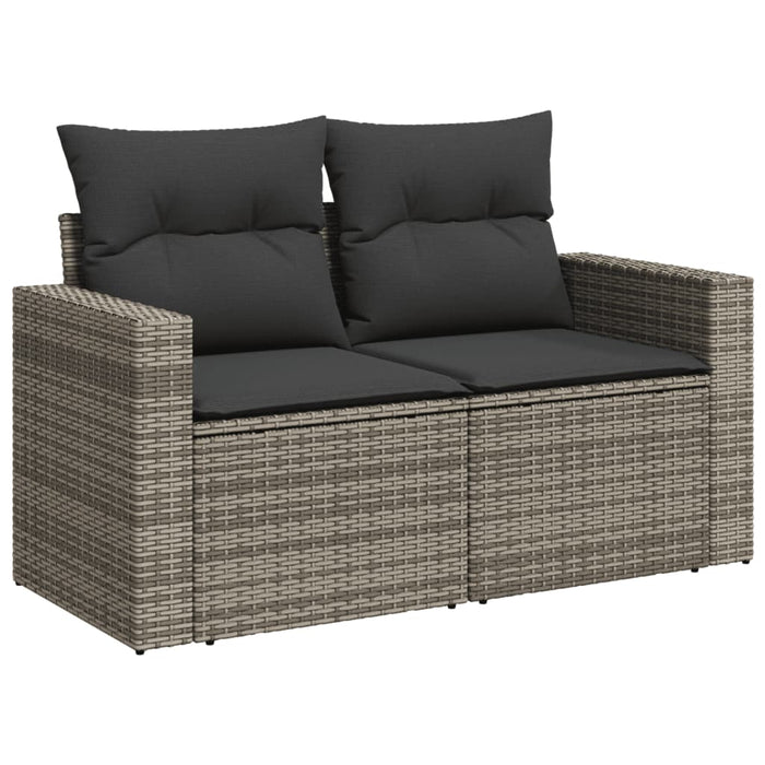 Garden Sofa With Cushions 2-Seater Grey Poly Rattan Tlloxx