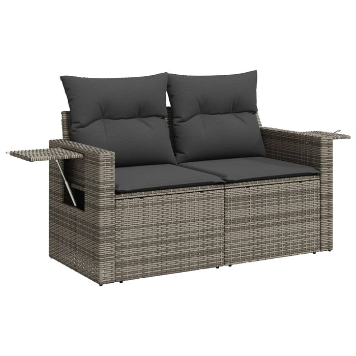 Garden Sofa With Cushions 2-Seater Grey Poly Rattan Tlloxt