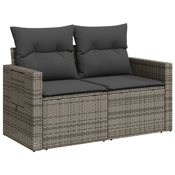 Garden Sofa With Cushions 2-Seater Grey Poly Rattan Tlloxt