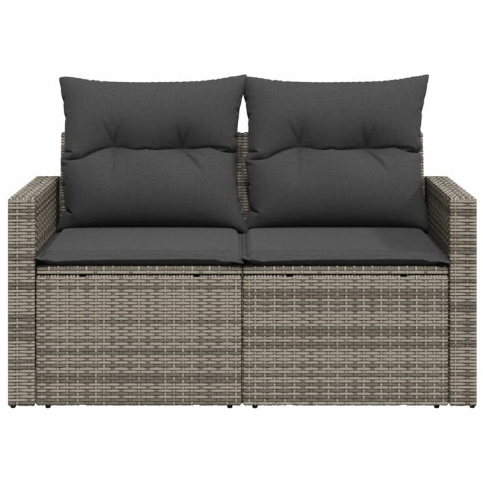 Garden Sofa With Cushions 2-Seater Grey Poly Rattan Tlloxt