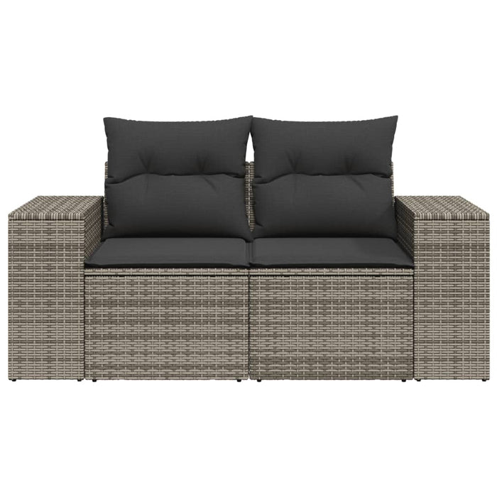 Garden Sofa With Cushions 2-Seater Grey Poly Rattan Tlloxp