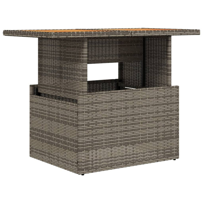 Garden Table Grey 100X55X73 Cm Poly Rattan And Acacia Wood Tlloxi
