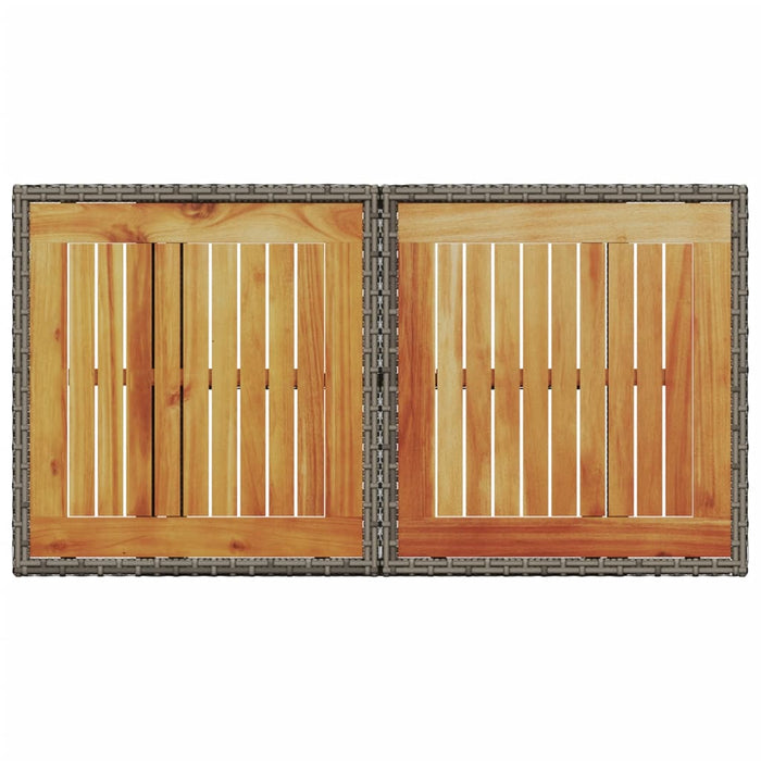 Garden Table Grey 100X55X73 Cm Poly Rattan And Acacia Wood Tlloxi