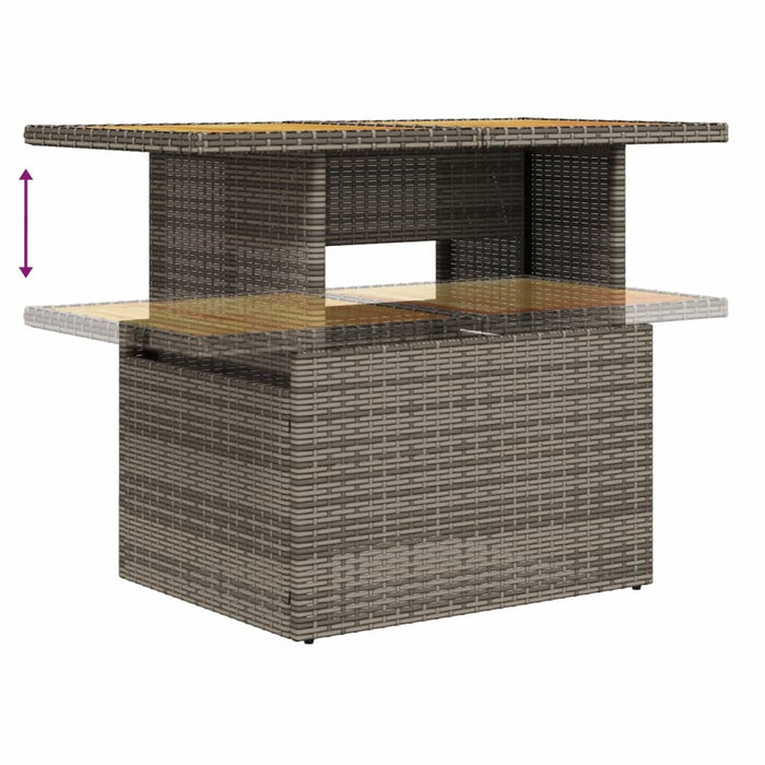 Garden Table Grey 100X55X73 Cm Poly Rattan And Acacia Wood Tlloxi