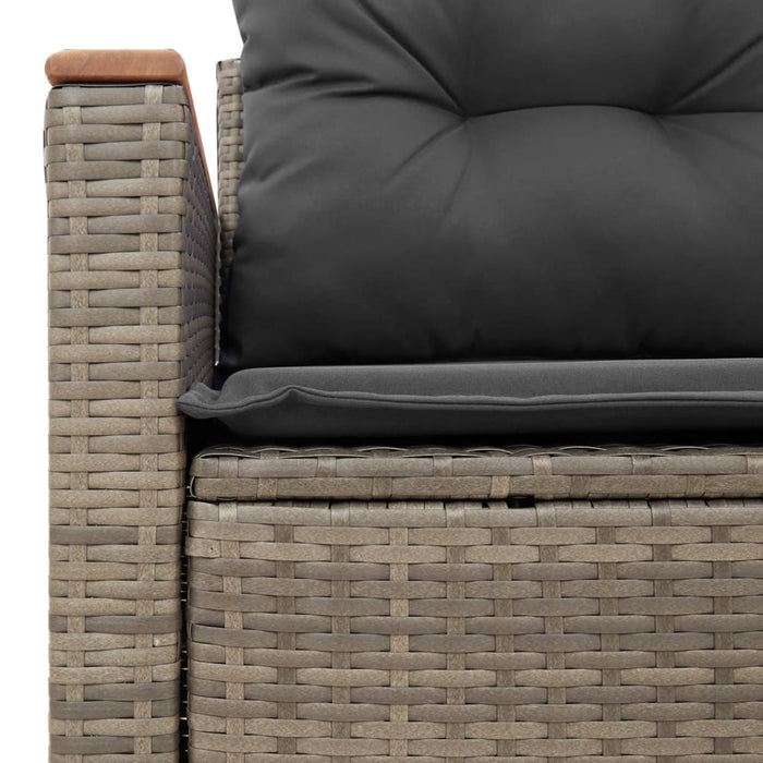 Garden Sofa With Cushions 2-Seater Grey Poly Rattan Tlloxn