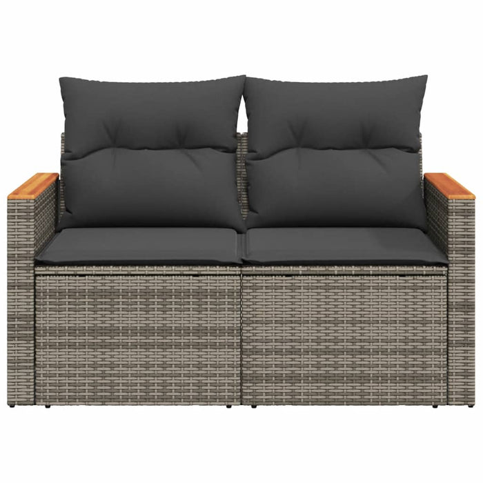 Garden Sofa With Cushions 2-Seater Grey Poly Rattan Tlloxk