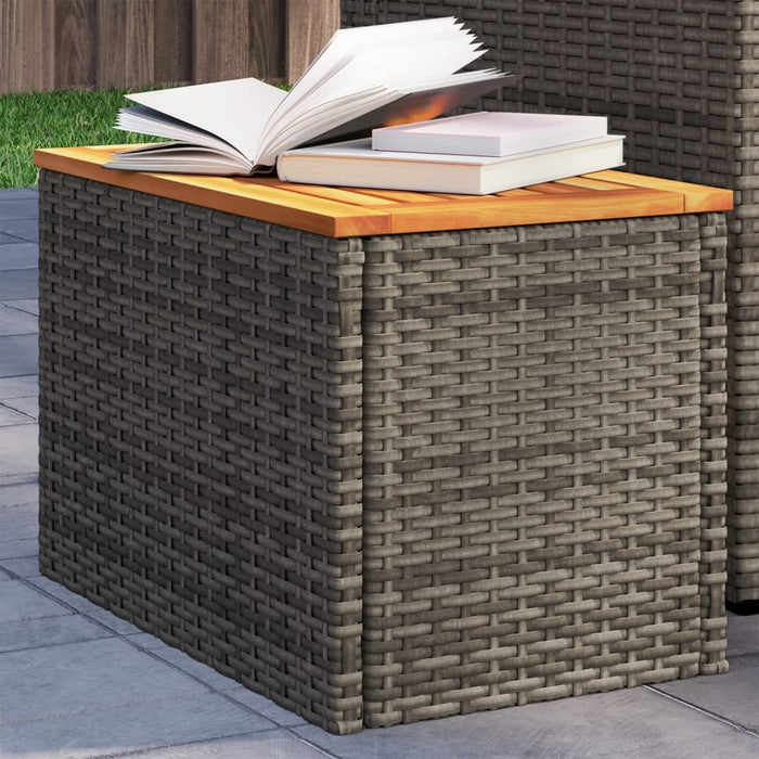 Garden Side Tables 2 Pcs Grey 55X34X37Cm Poly Rattan Solid Wood Tlloto