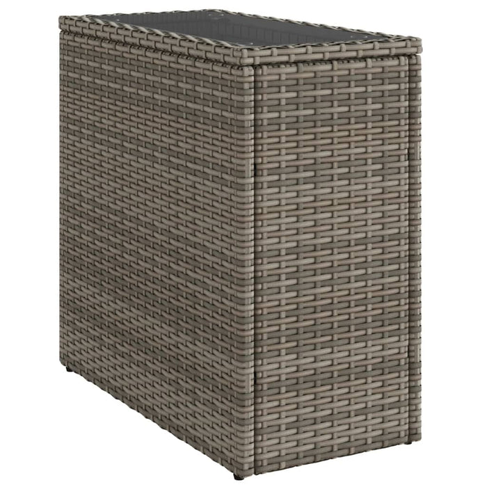 Garden Side Table With Glass Top Grey 58X27.5X55 Cm Poly Rattan Tllott