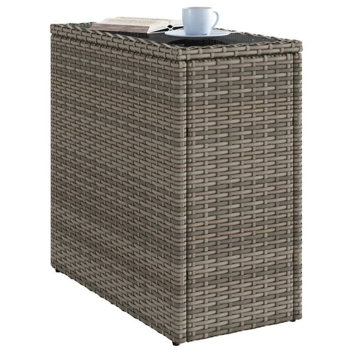 Garden Side Table With Glass Top Grey 58X27.5X55 Cm Poly Rattan Tllott