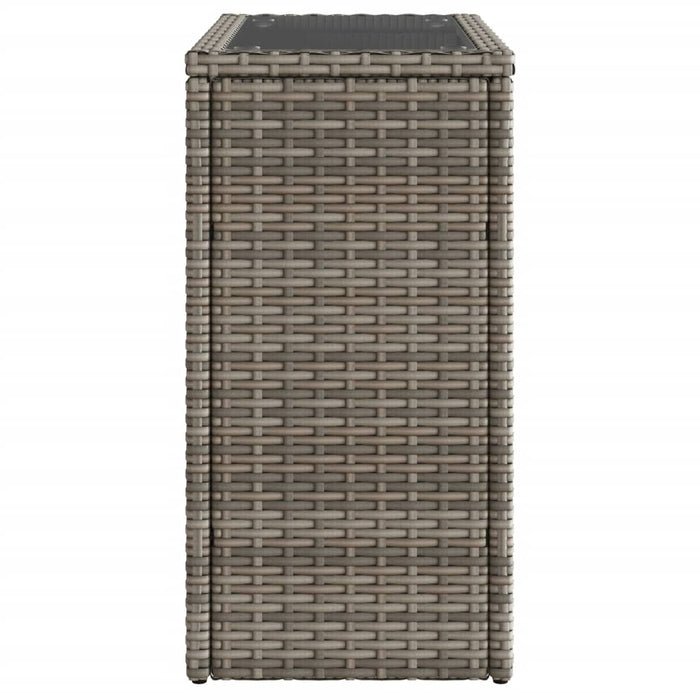 Garden Side Table With Glass Top Grey 58X27.5X55 Cm Poly Rattan Tllott