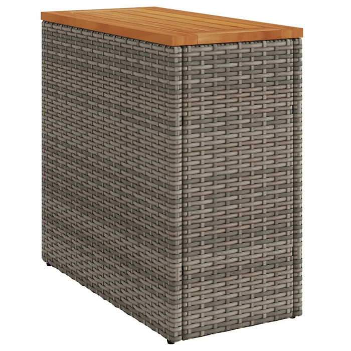 Garden Side Table With Wooden Top Grey 58X27.5X55 Cm Poly Rattan Tllota