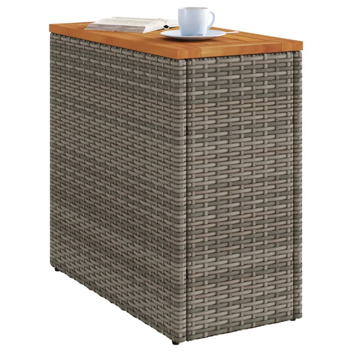 Garden Side Table With Wooden Top Grey 58X27.5X55 Cm Poly Rattan Tllota