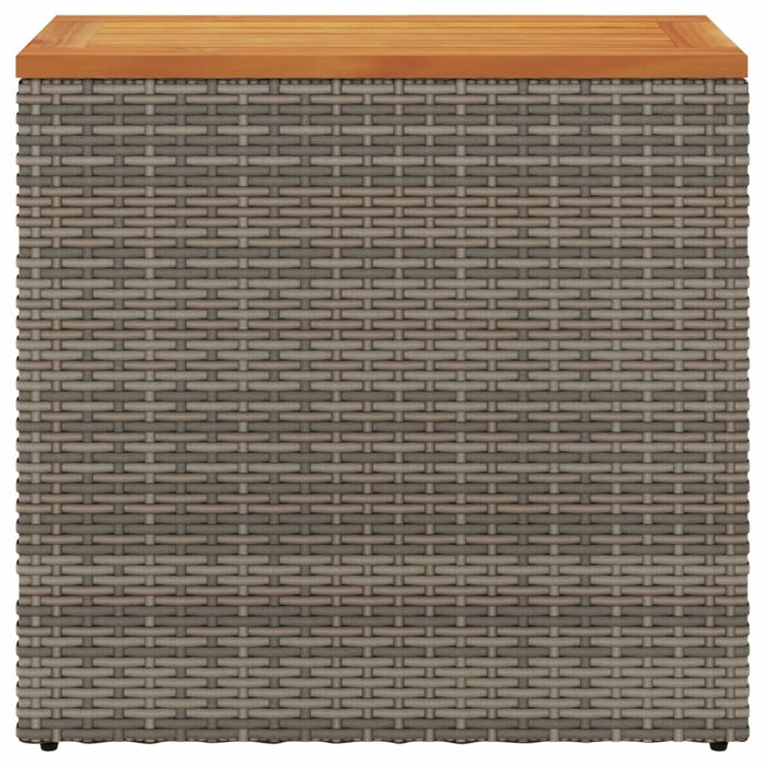 Garden Side Table With Wooden Top Grey 58X27.5X55 Cm Poly Rattan Tllota