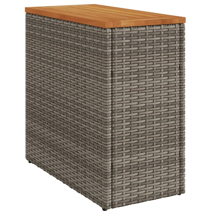 Garden Side Table With Wooden Top Grey 58X27.5X55 Cm Poly Rattan Tllota