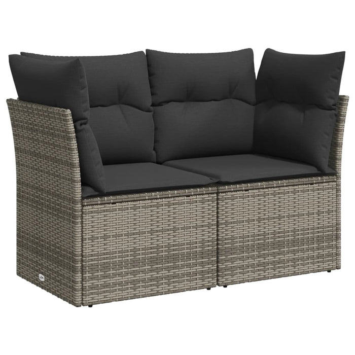 Garden Sofa With Cushions 2-Seater Grey Poly Rattan Tlloti