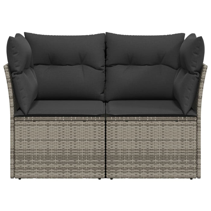 Garden Sofa With Cushions 2-Seater Grey Poly Rattan Tlloti