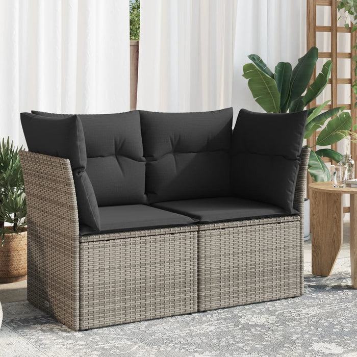 Garden Sofa With Cushions 2-Seater Grey Poly Rattan Tlloti