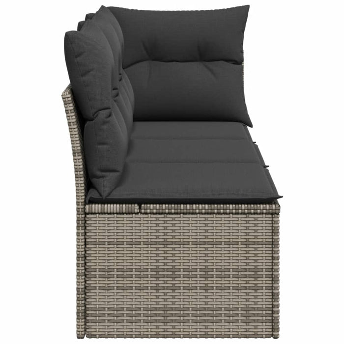 Garden Sofa With Cushions 3-Seater Grey Poly Rattan Tllotn