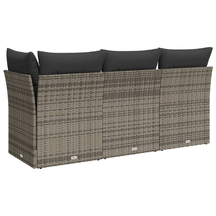 Garden Sofa With Cushions 3-Seater Grey Poly Rattan Tllotn