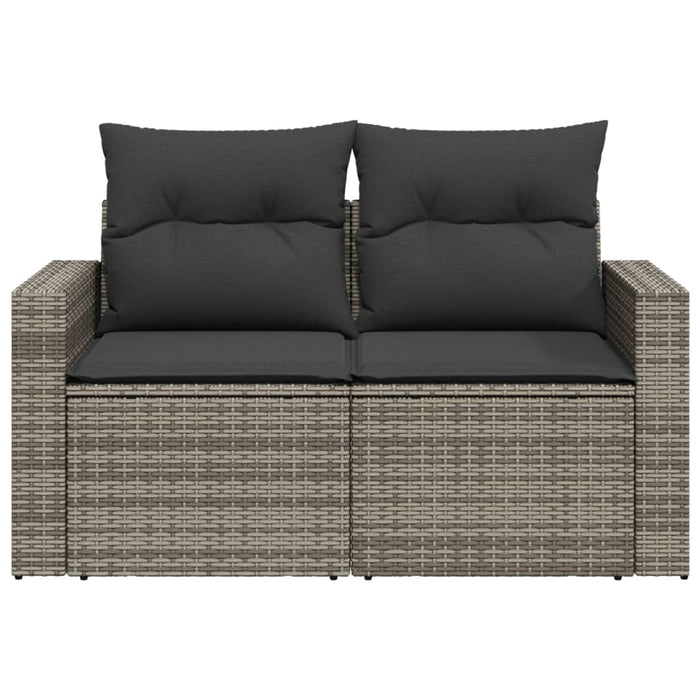 Garden Sofa With Cushions 2-Seater Grey Poly Rattan Tlloab