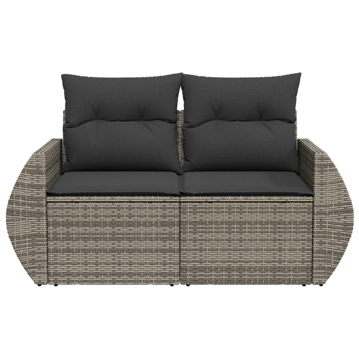 Garden Sofa With Cushions 2-Seater Grey Poly Rattan Tlloax