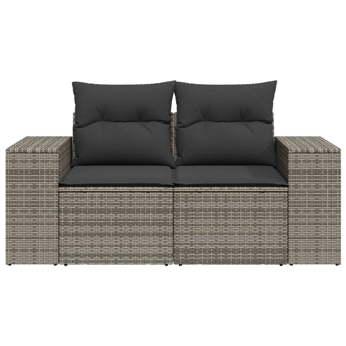 Garden Sofa With Cushions 2-Seater Grey Poly Rattan Tlloat