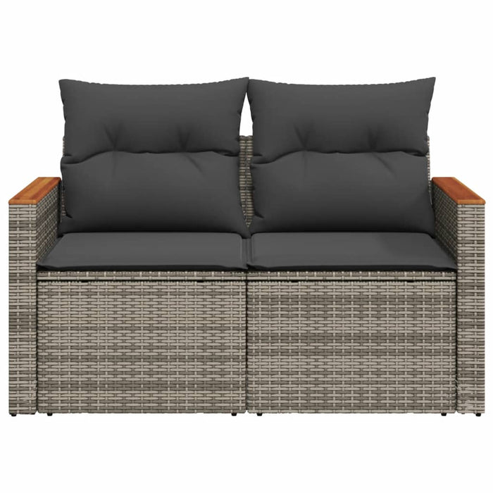 Garden Sofa With Cushions 2-Seater Grey Poly Rattan Tlloaa