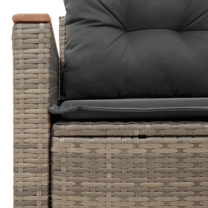 Garden Sofa With Cushions 2-Seater Grey Poly Rattan Tlloaa