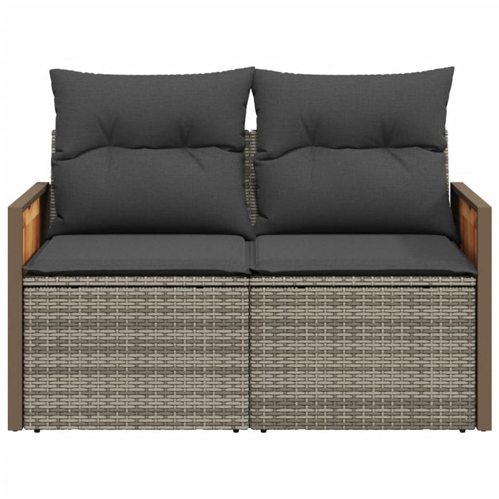 Garden Sofa With Cushions 2-Seater Grey Poly Rattan Tlloal