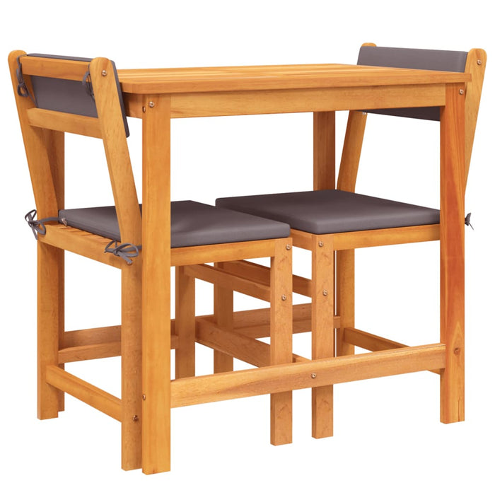 3 Piece Balcony Set With Cushions Solid Wood Acacia Tlpnpl