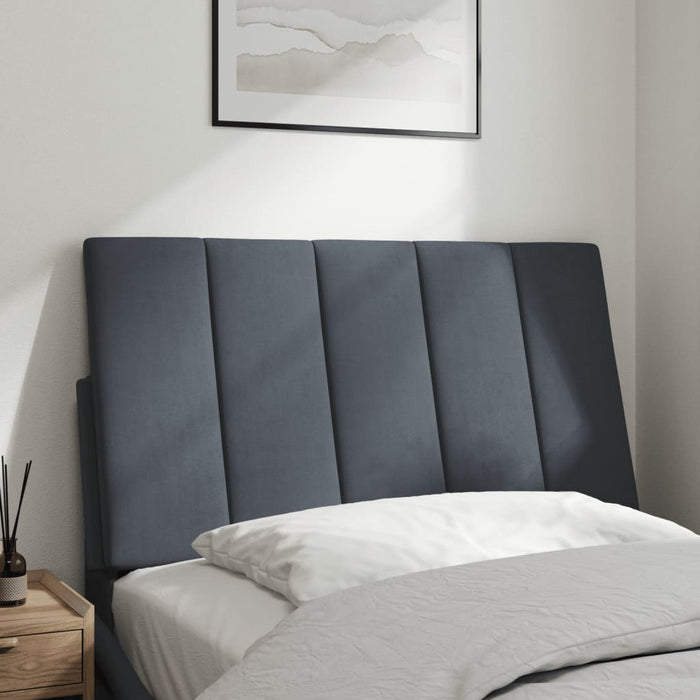 Single Size Headboard Cushion Dark Grey 90 Cm Velvet Txbilko