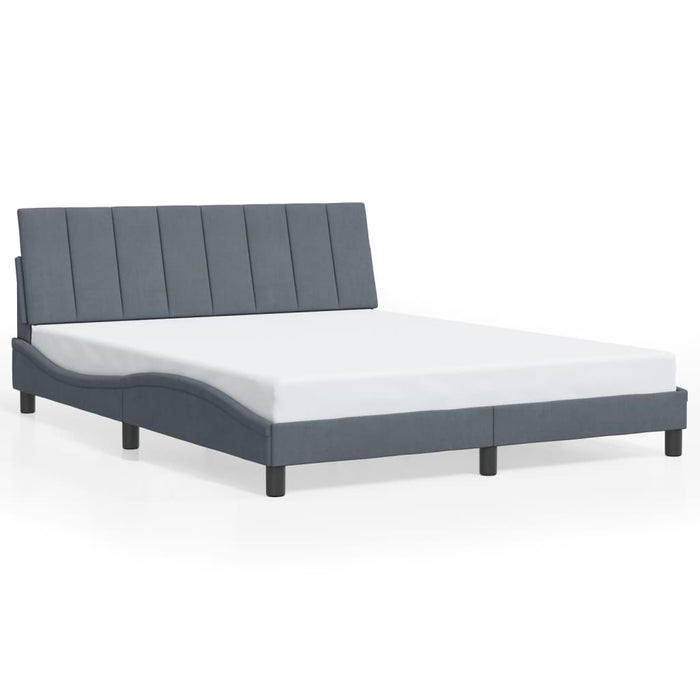Queen Size Bed Frame With Headboard Dark Grey 153X203 Cm Velvet Txbnxaa