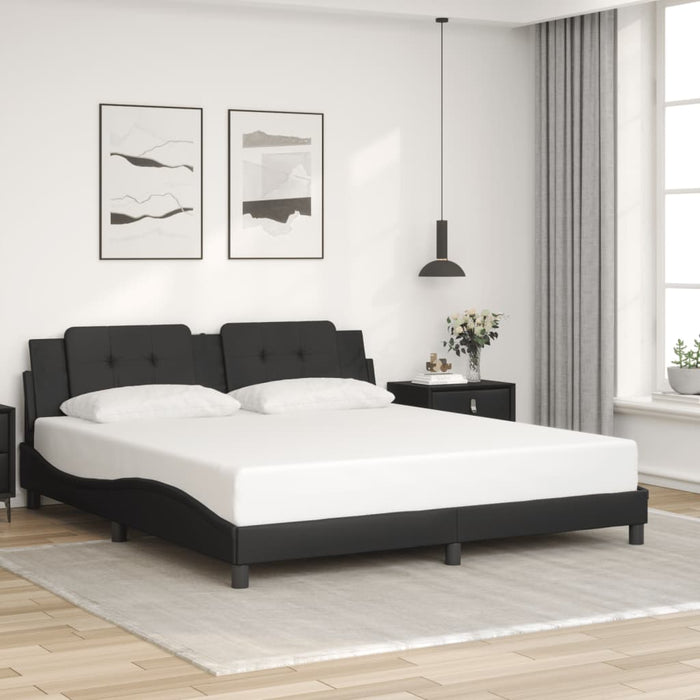 King Size Bed Frame With Headboard Black 183X203 Cm Faux Leather Txbnxnx
