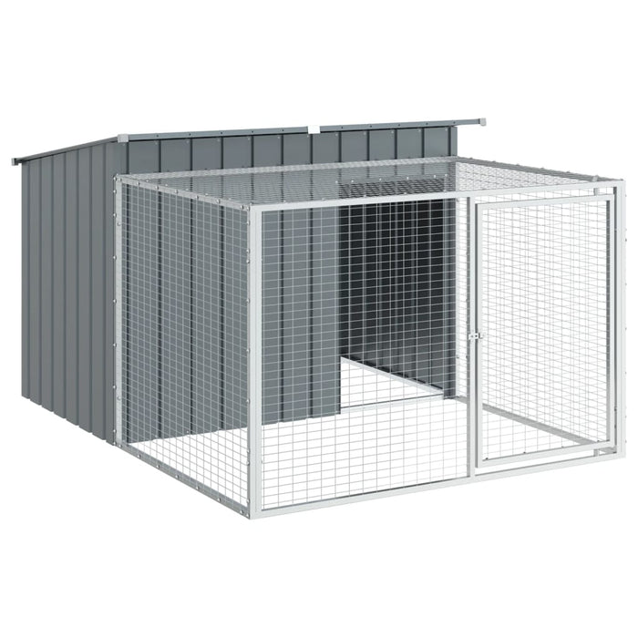 Dog House With Run Anthracite 153X194X110 Cm Galvanised Steel Txoaxxx