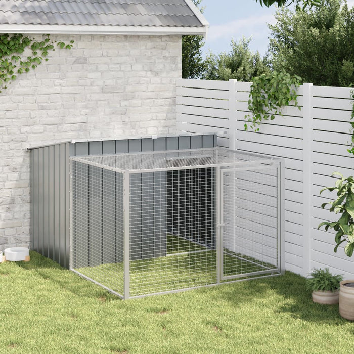 Dog House With Run Anthracite 153X194X110 Cm Galvanised Steel Txoaxxx