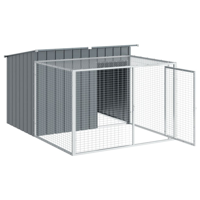 Dog House With Run Anthracite 153X194X110 Cm Galvanised Steel Txoaxxx