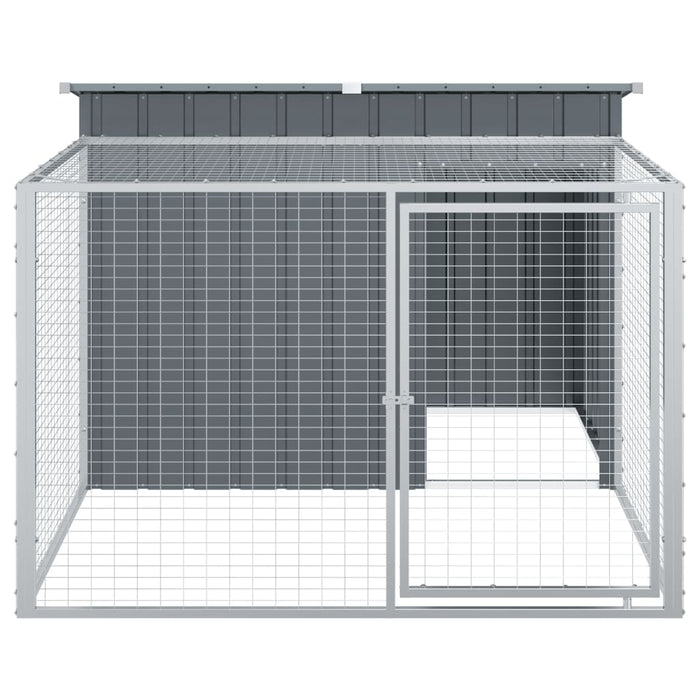 Dog House With Run Anthracite 153X194X110 Cm Galvanised Steel Txoaxxx