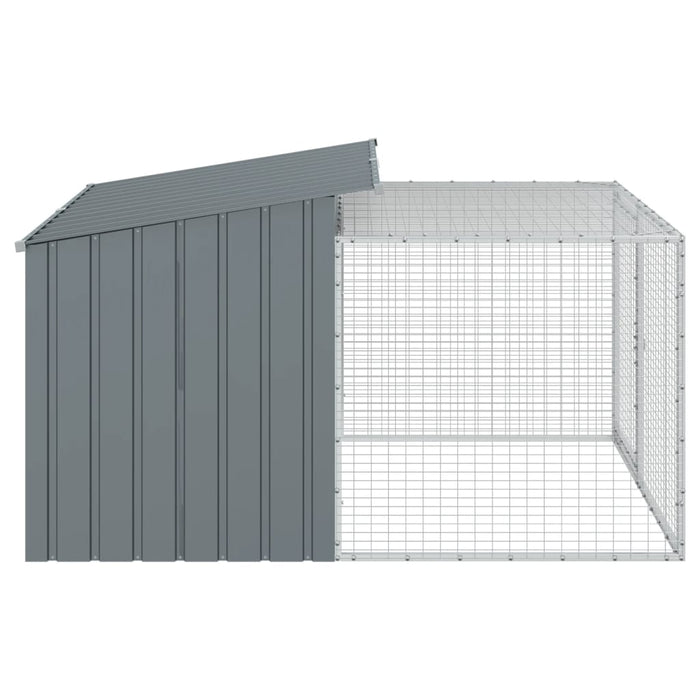 Dog House With Run Anthracite 153X194X110 Cm Galvanised Steel Txoaxxx