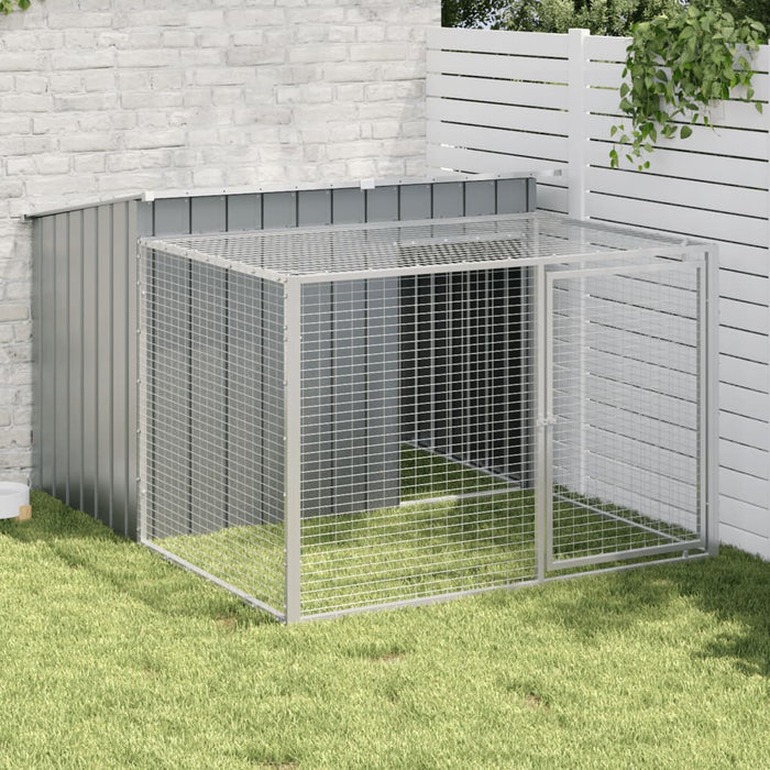 Dog House With Run Anthracite 153X194X110 Cm Galvanised Steel Txoaxxx
