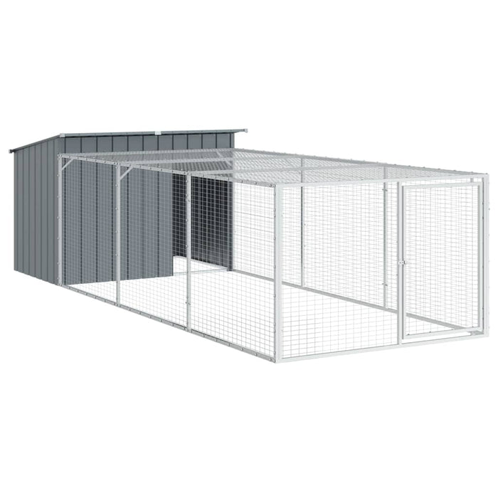 Dog House With Run Anthracite 153X396X110 Cm Galvanised Steel Txoaxxt