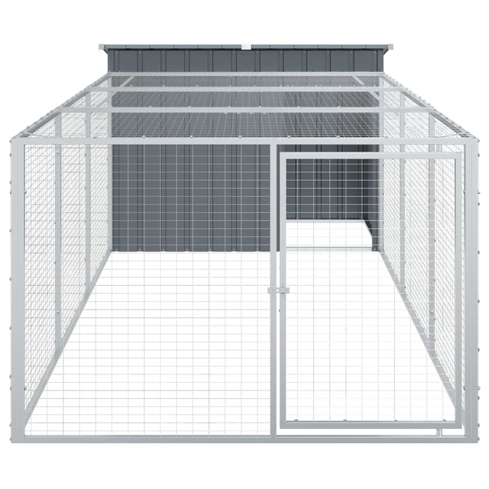 Dog House With Run Anthracite 153X396X110 Cm Galvanised Steel Txoaxxt