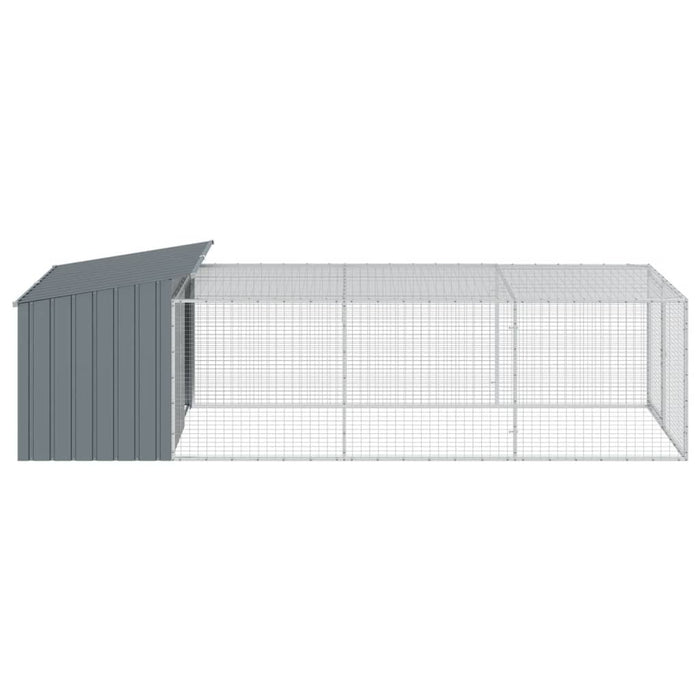 Dog House With Run Anthracite 153X396X110 Cm Galvanised Steel Txoaxxt