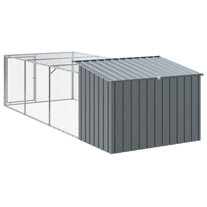 Dog House With Run Anthracite 153X396X110 Cm Galvanised Steel Txoaxxt