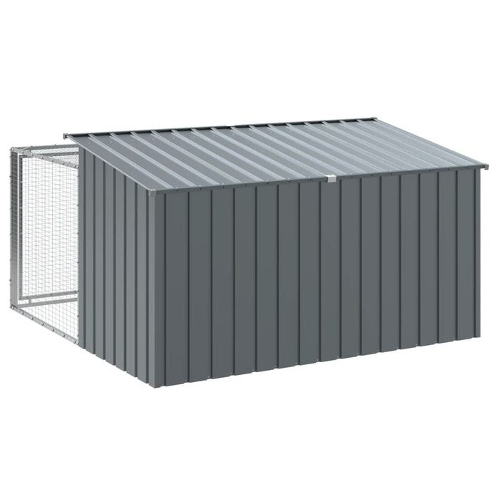 Dog House With Run Anthracite 197X194X110 Cm Galvanised Steel Txoaxxa