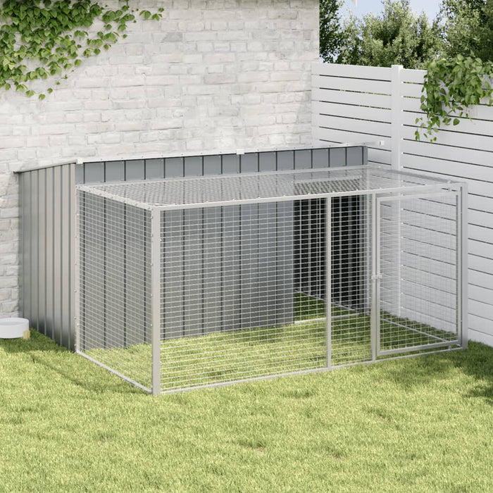 Dog House With Run Anthracite 197X194X110 Cm Galvanised Steel Txoaxxa