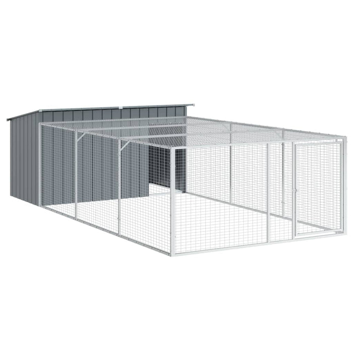 Dog House With Run Anthracite 197X396X110 Cm Galvanised Steel Txoaxxp