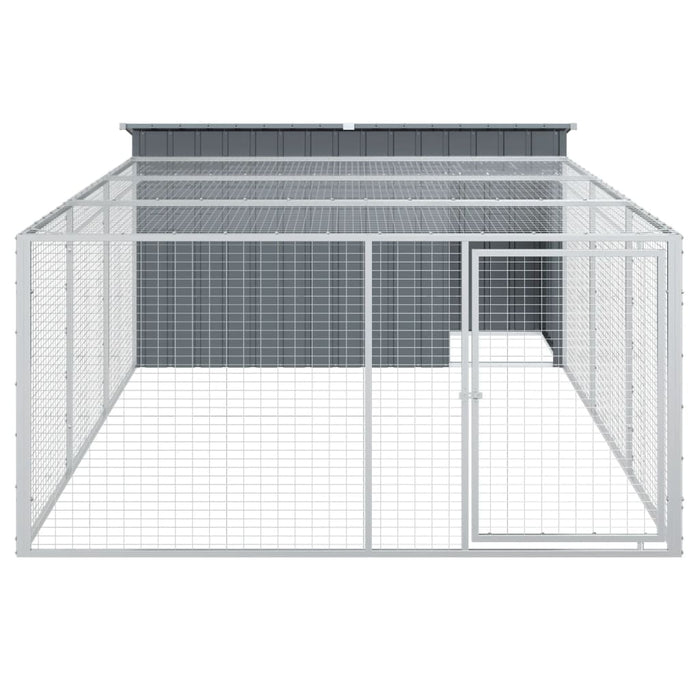 Dog House With Run Anthracite 197X396X110 Cm Galvanised Steel Txoaxxp