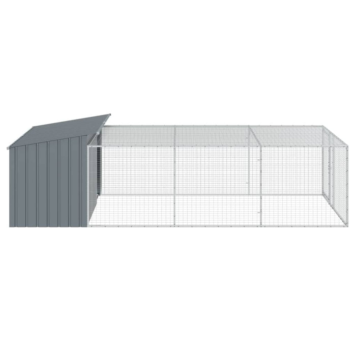 Dog House With Run Anthracite 197X396X110 Cm Galvanised Steel Txoaxxp